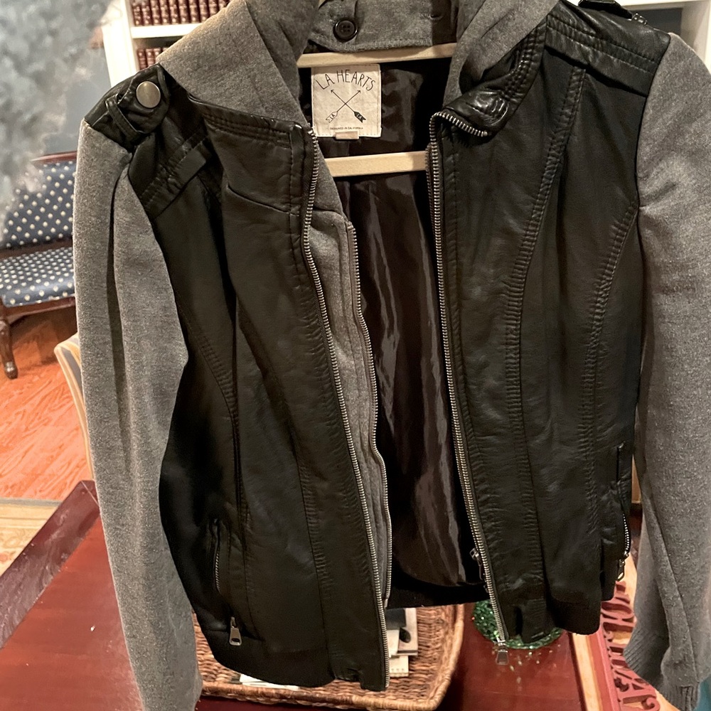 Pacsun leather hooded jacket